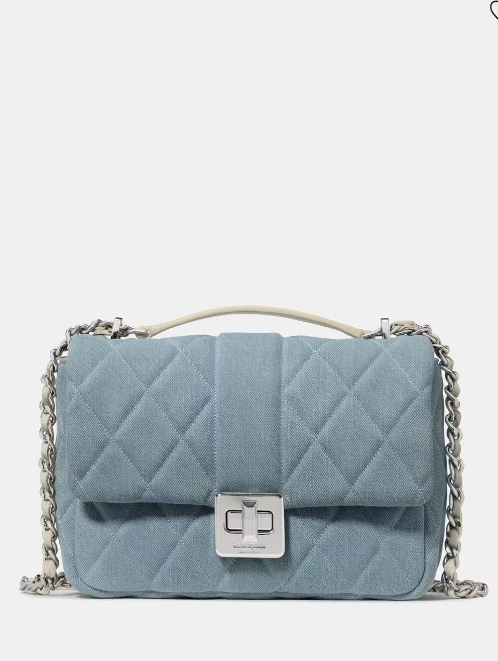 Kate Spade Carey Quilted Denim Small Flap Crossbody Bag